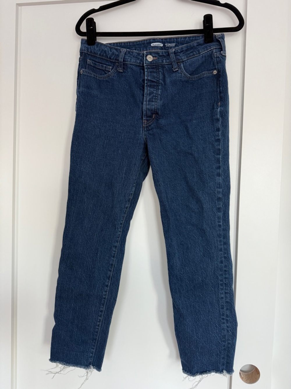 Old Navy Pop Icon Skinny Jeans Extra High Rise Raw Hem Size 6 Petite